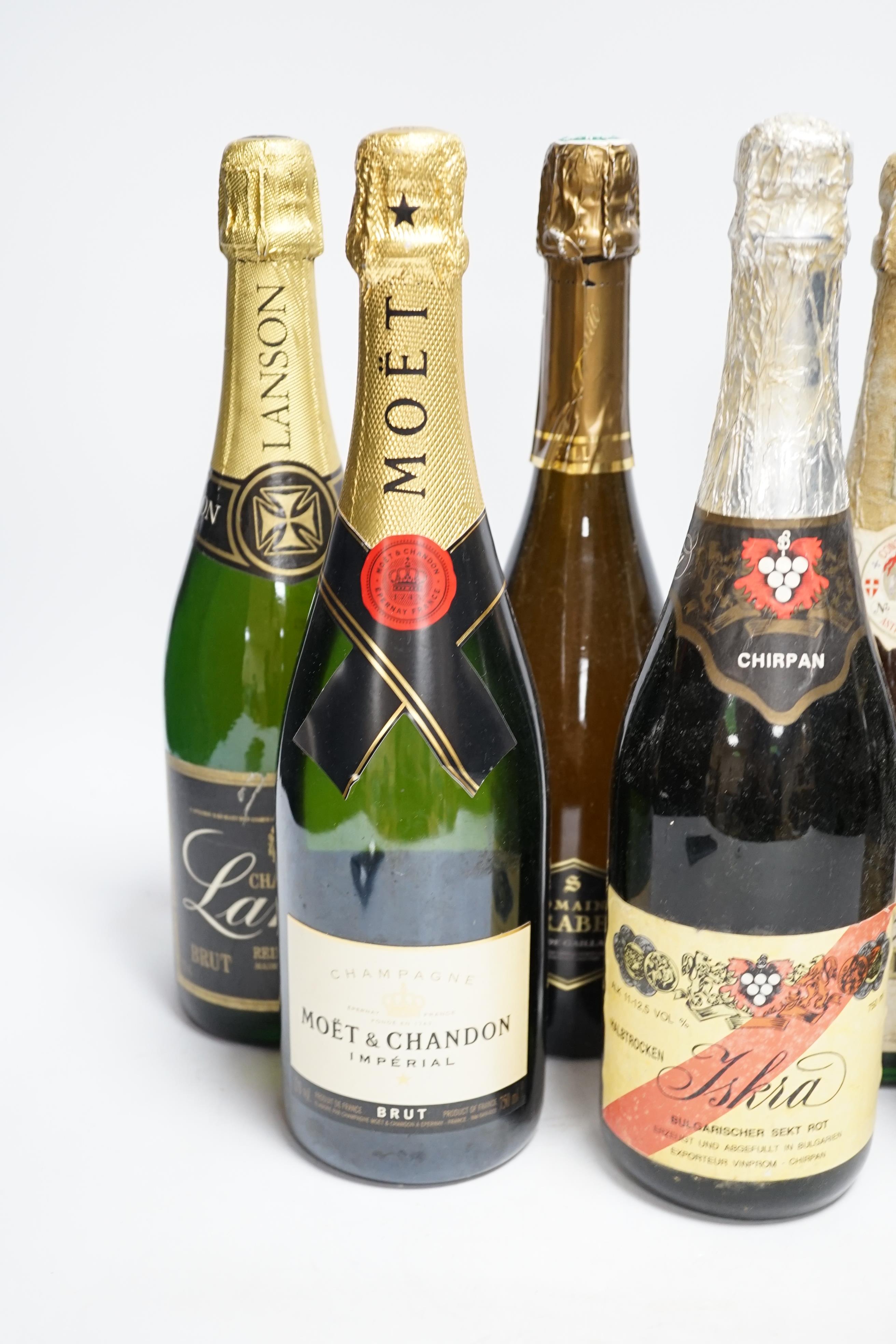 Seven bottles of Champagne and other sparkling wine including Moët & Chandon